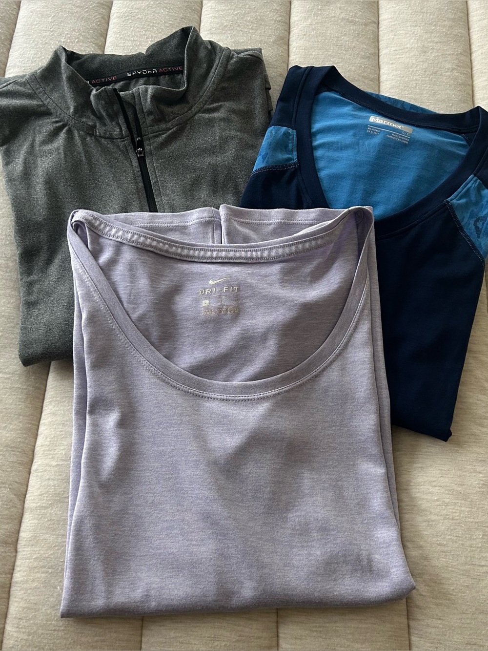 3 pc lot Womans Tops Nike, Marmot, Spider